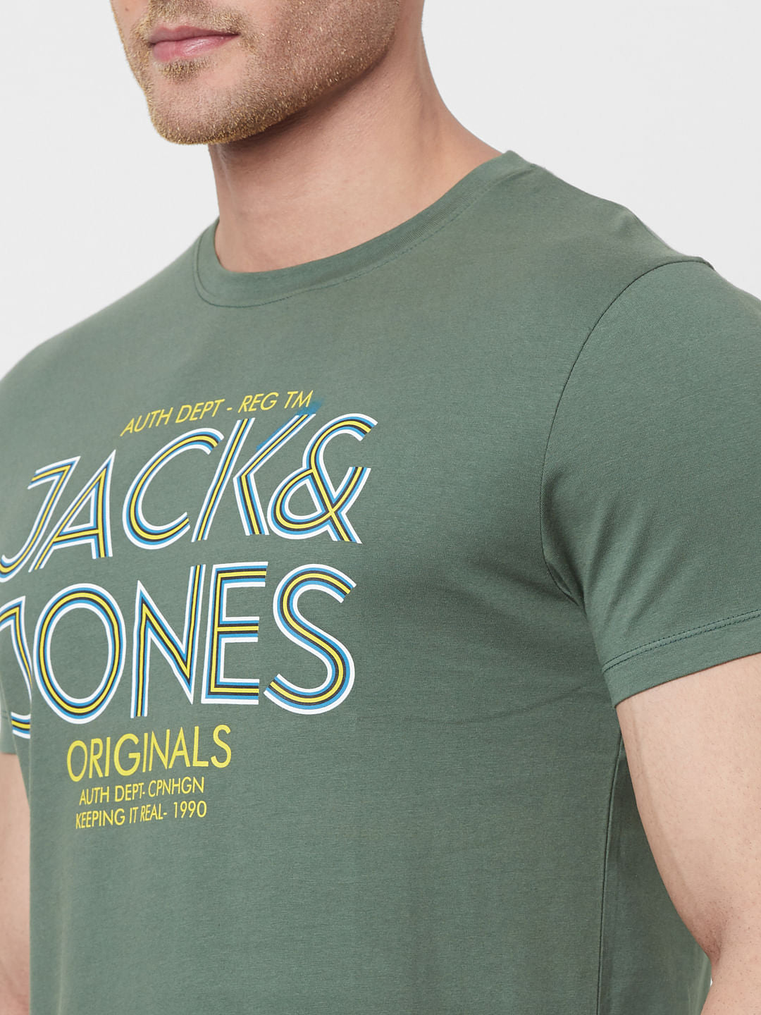 Green Logo Print Crew Neck T-shirt