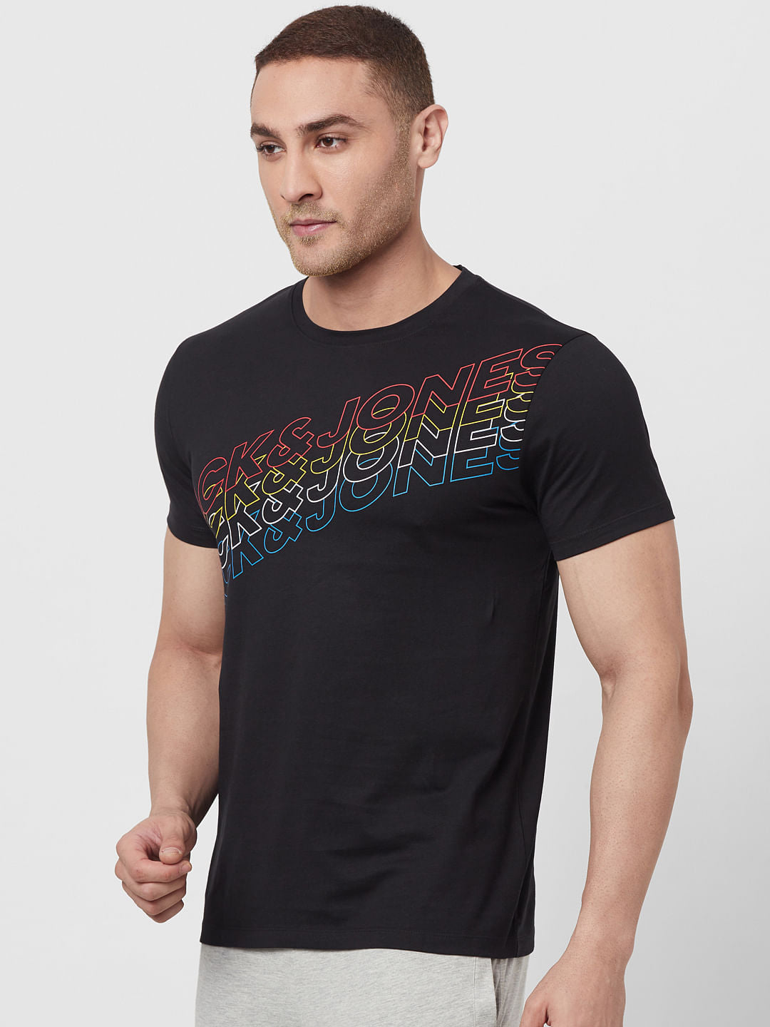 Black Logo Print Crew Neck T-shirt