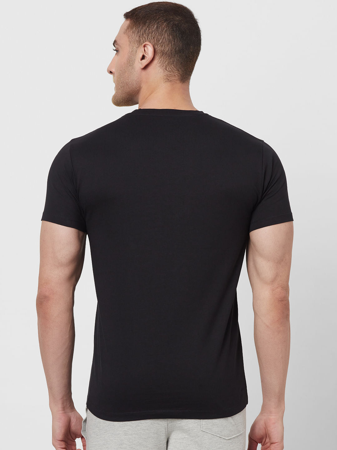 Black Logo Print Crew Neck T-shirt