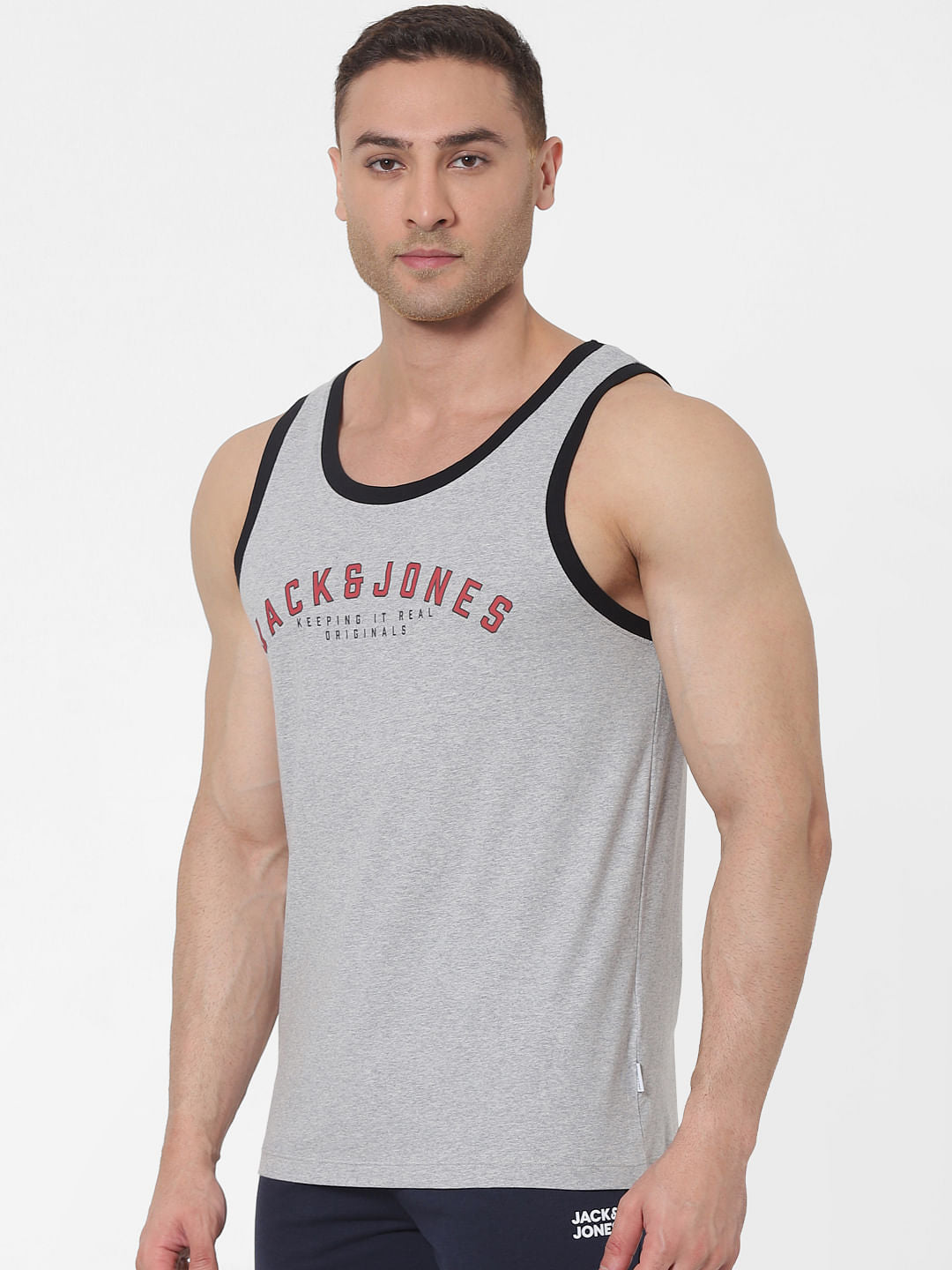 Grey Logo Print Vest