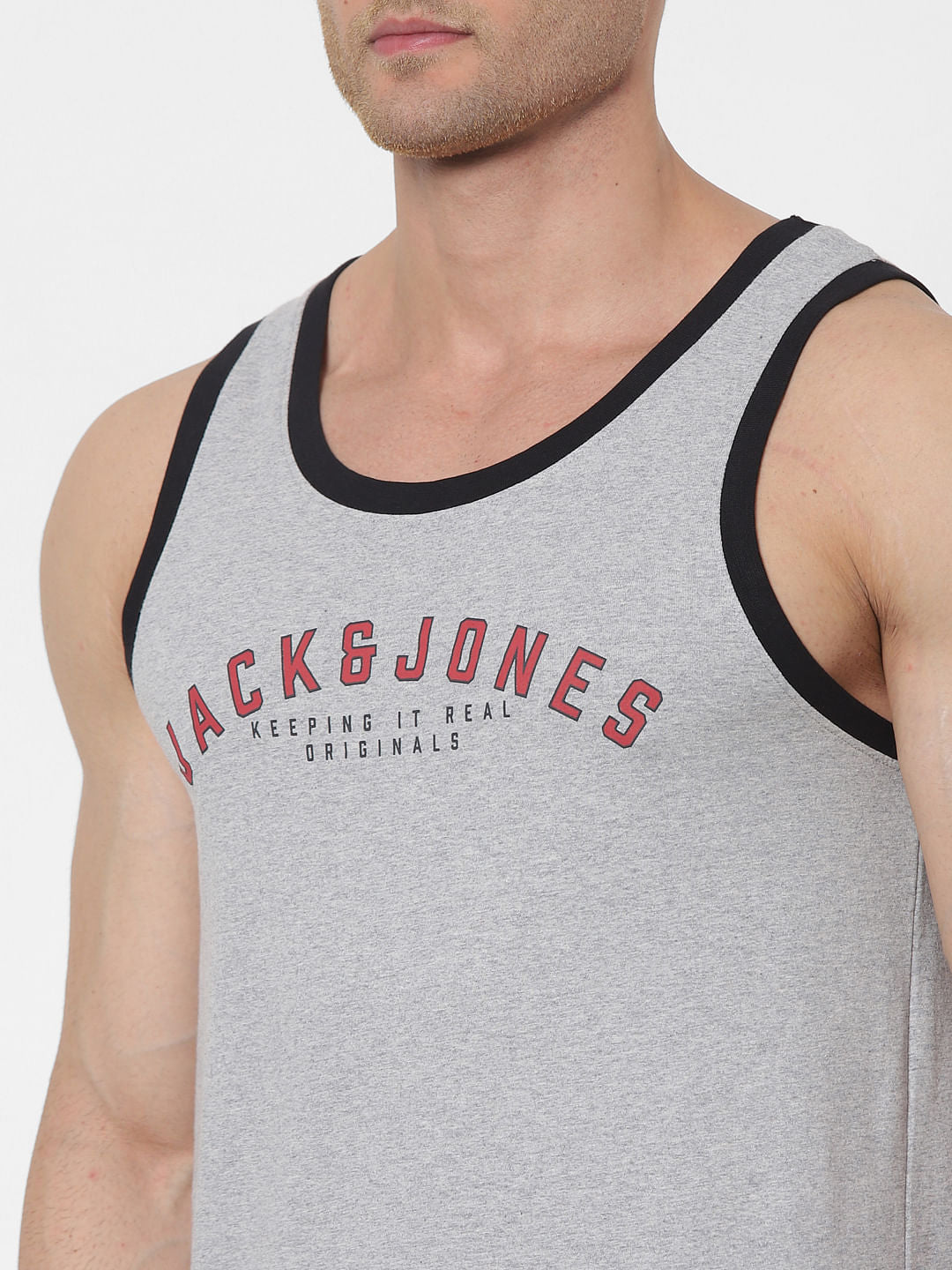 Grey Logo Print Vest