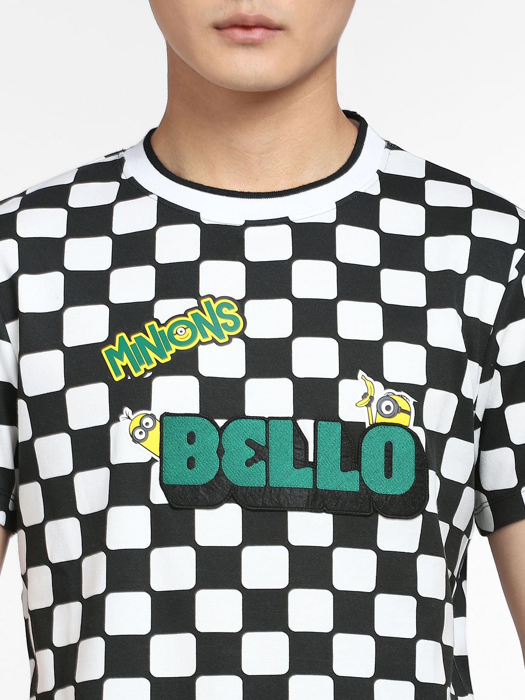 Minion White Check Print Co-ord T-shirt