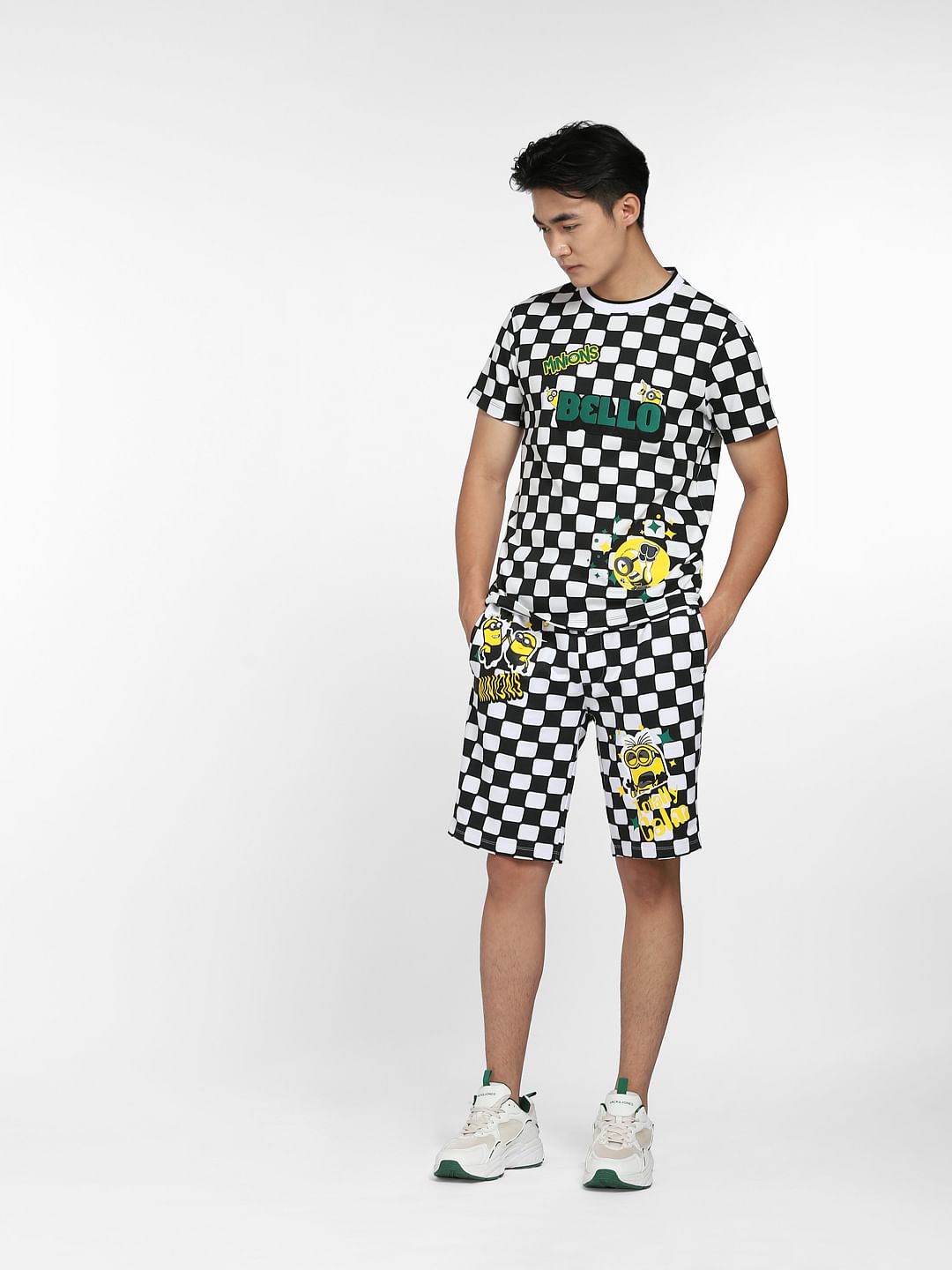 Minion White Check Print Co-ord T-shirt