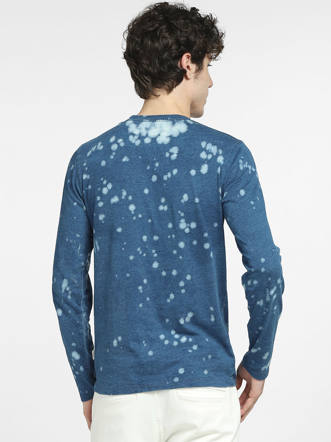 Blue All Over Print Crew Neck T-shirt