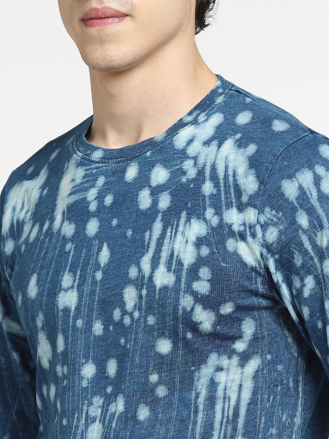 Blue All Over Print Crew Neck T-shirt