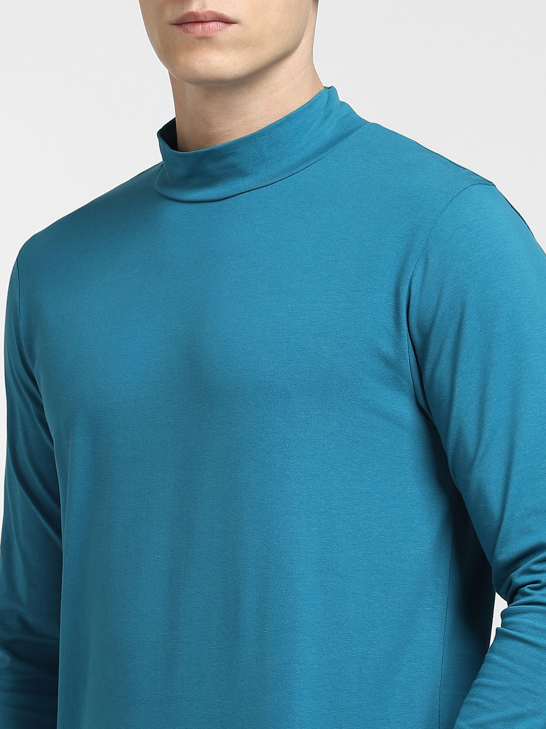 Blue High Neck T-shirt