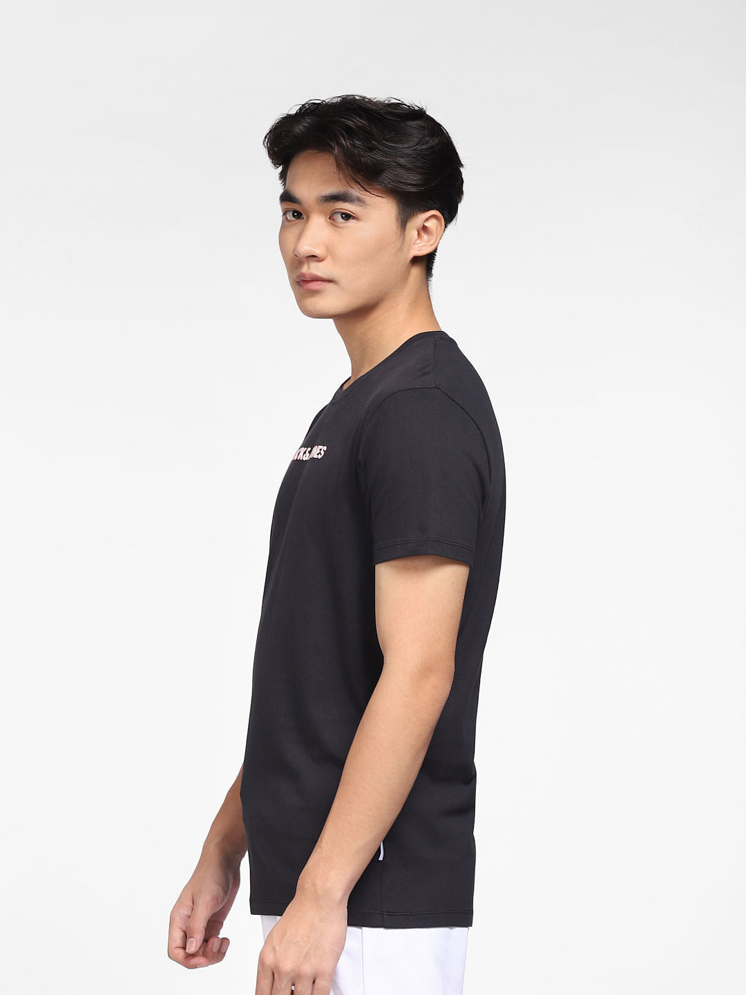 Black Logo Print Crew Neck T-shirt