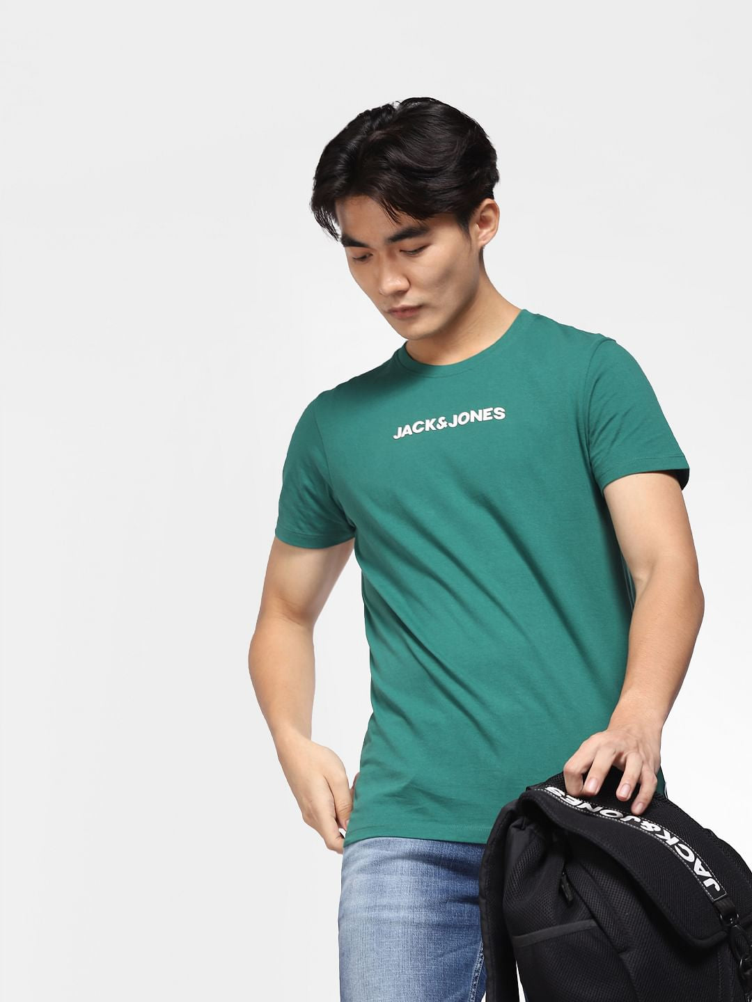 Green Logo Print Crew Neck T-shirt