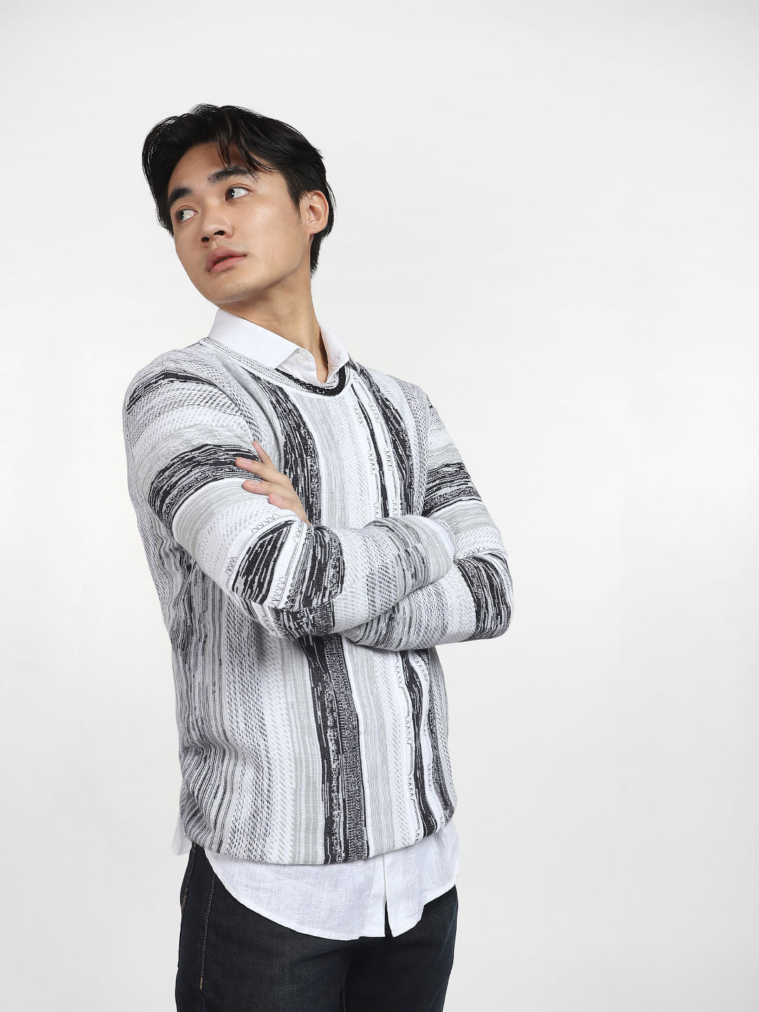 White Printed Pullover