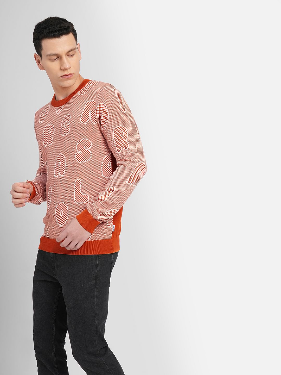 Orange Printed Pullover