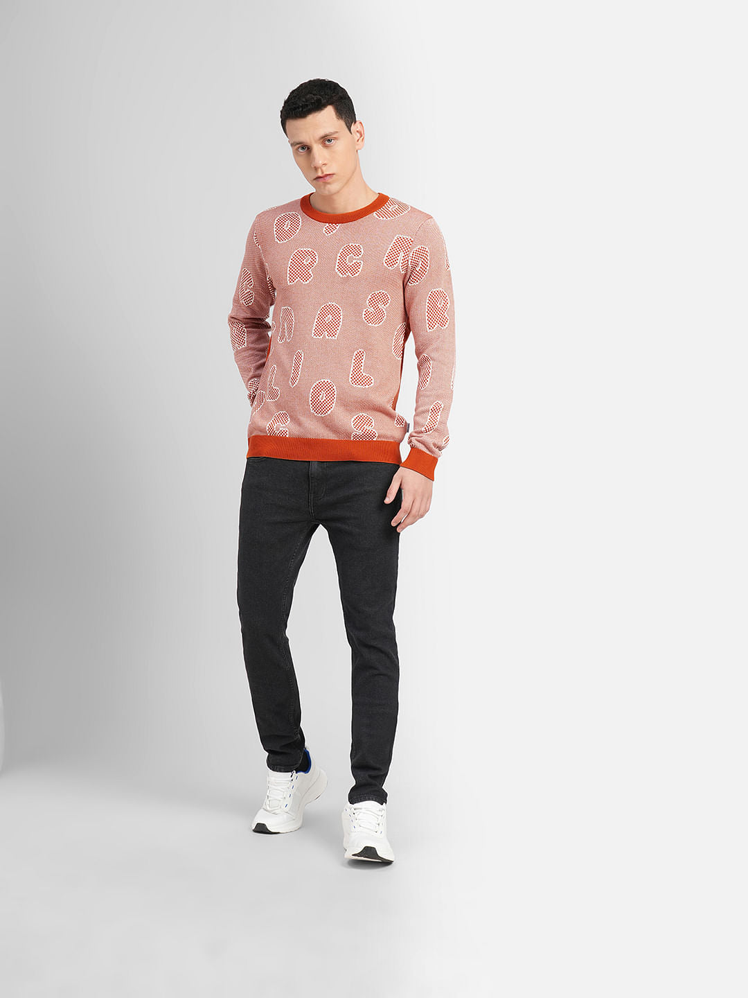 Orange Printed Pullover