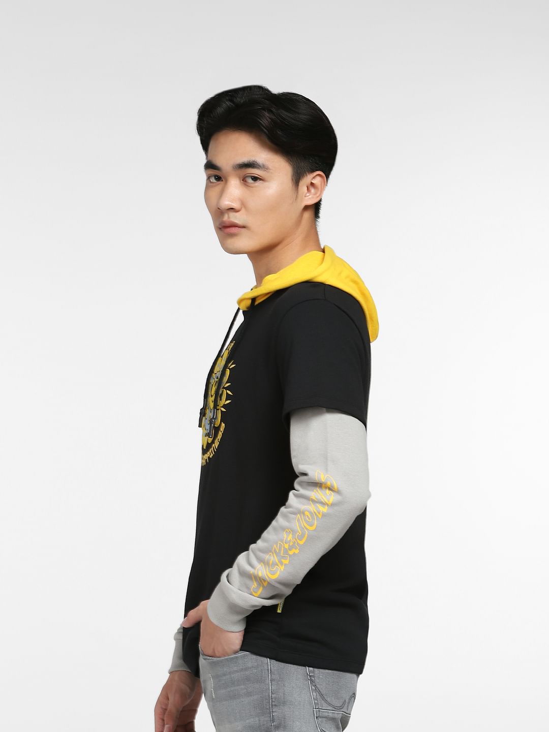 Minion Black Printed Hooded Sweatshirt