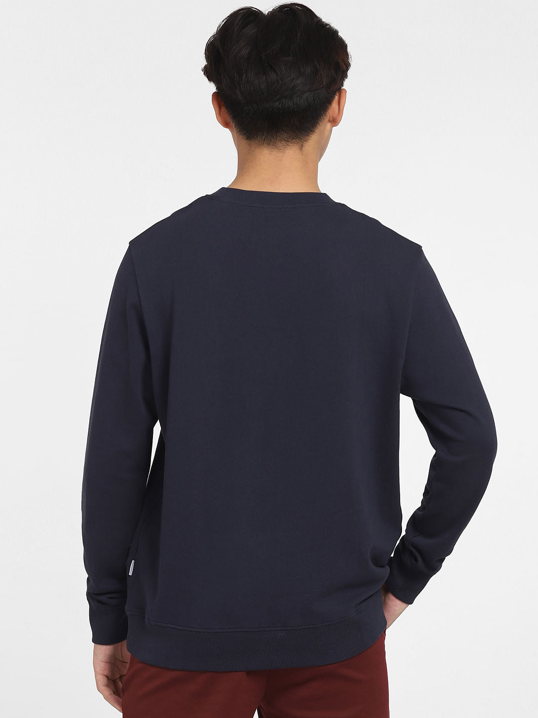 Navy Blue Logo Print Sweatshirt