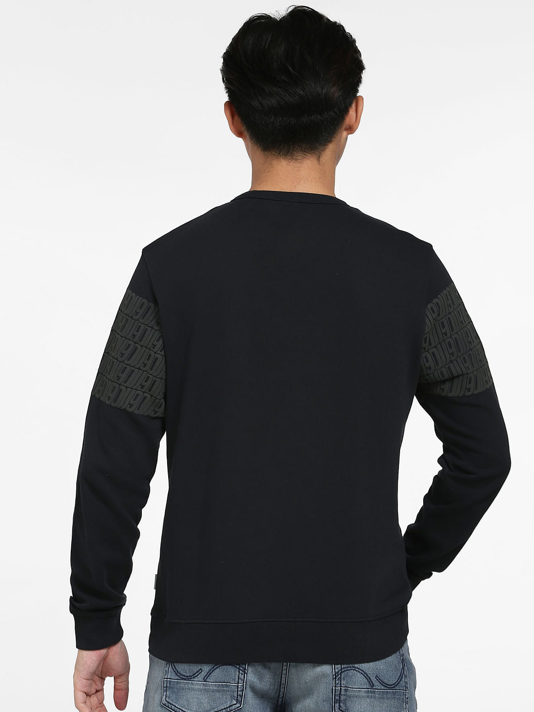 Black Typographic Print Sweatshirt