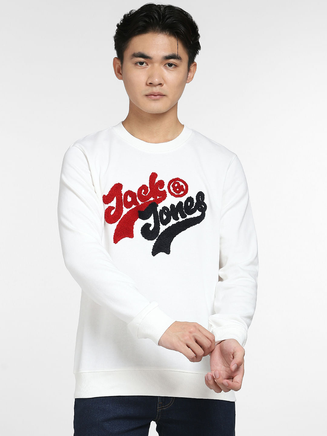 White Logo Print Sweatshirt