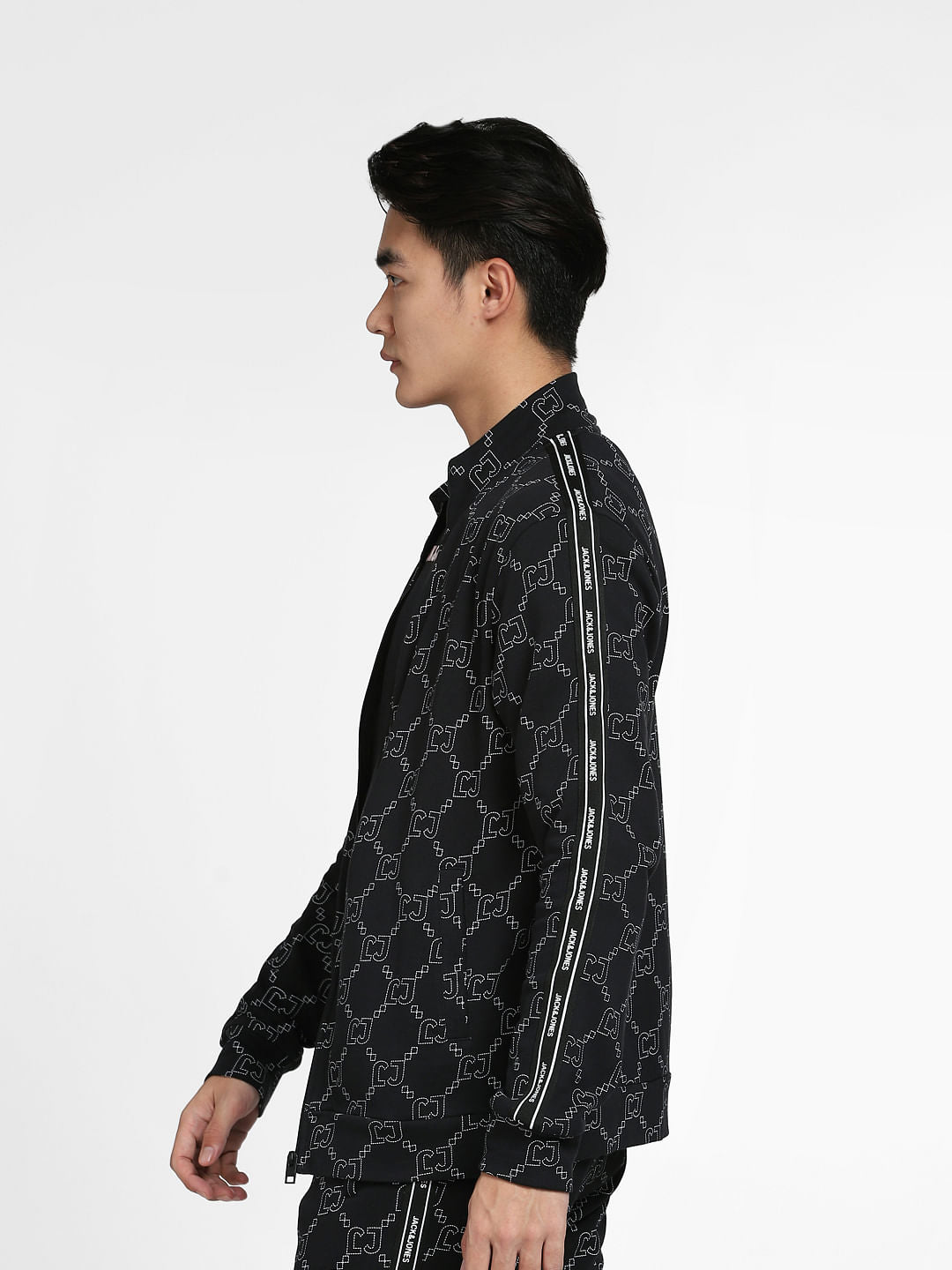 Black Printed Zip-Up Co-ord Sweatshirt