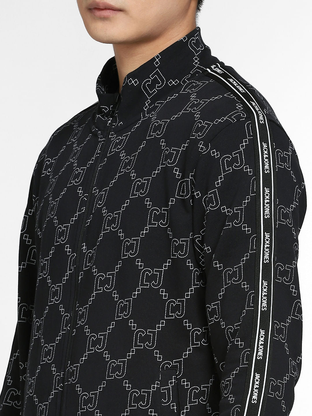 Black Printed Zip-Up Co-ord Sweatshirt