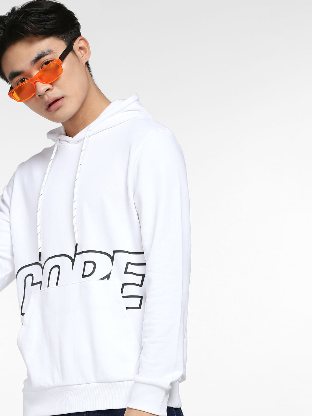 White Printed Hooded Sweatshirt