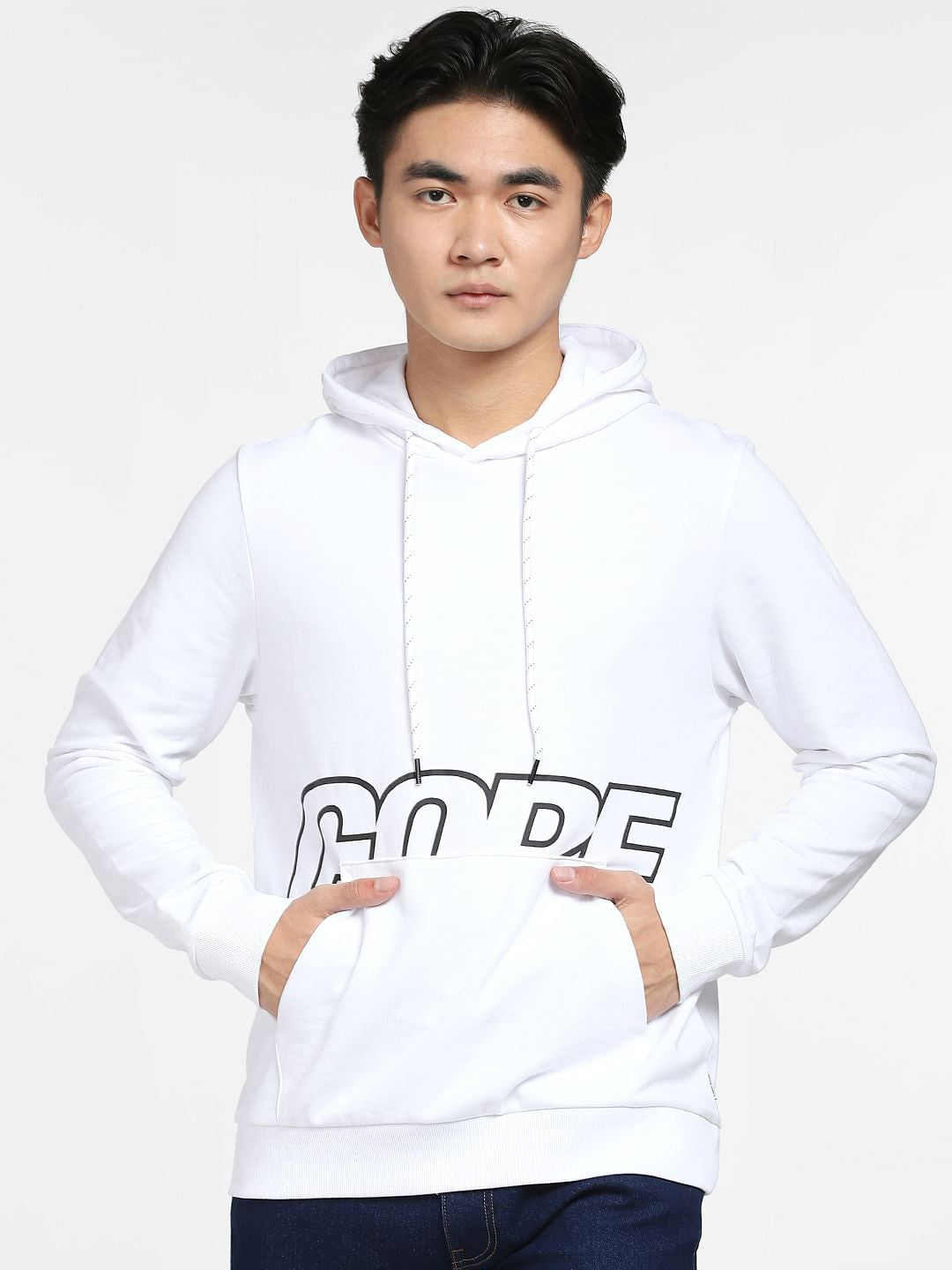 White Printed Hooded Sweatshirt