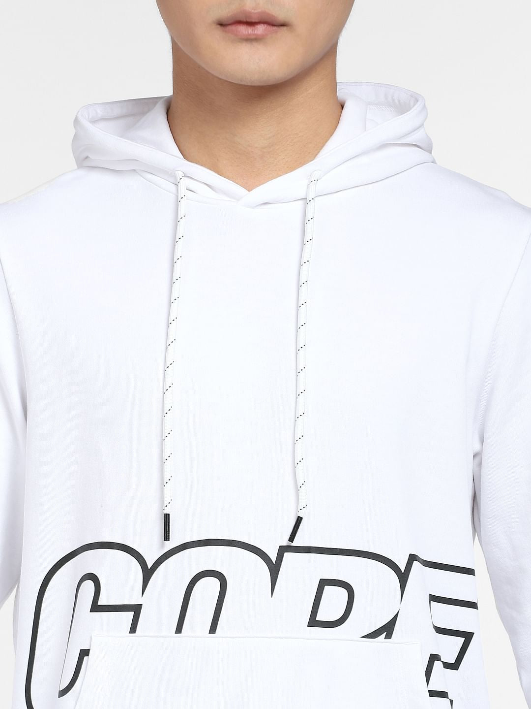 White Printed Hooded Sweatshirt