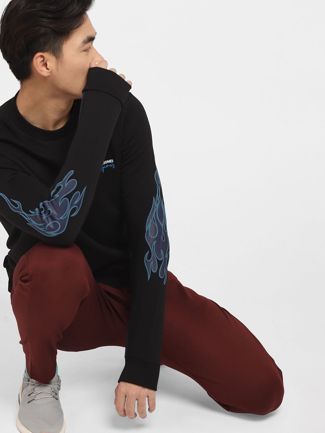 Black Flame Print Sweatshirt