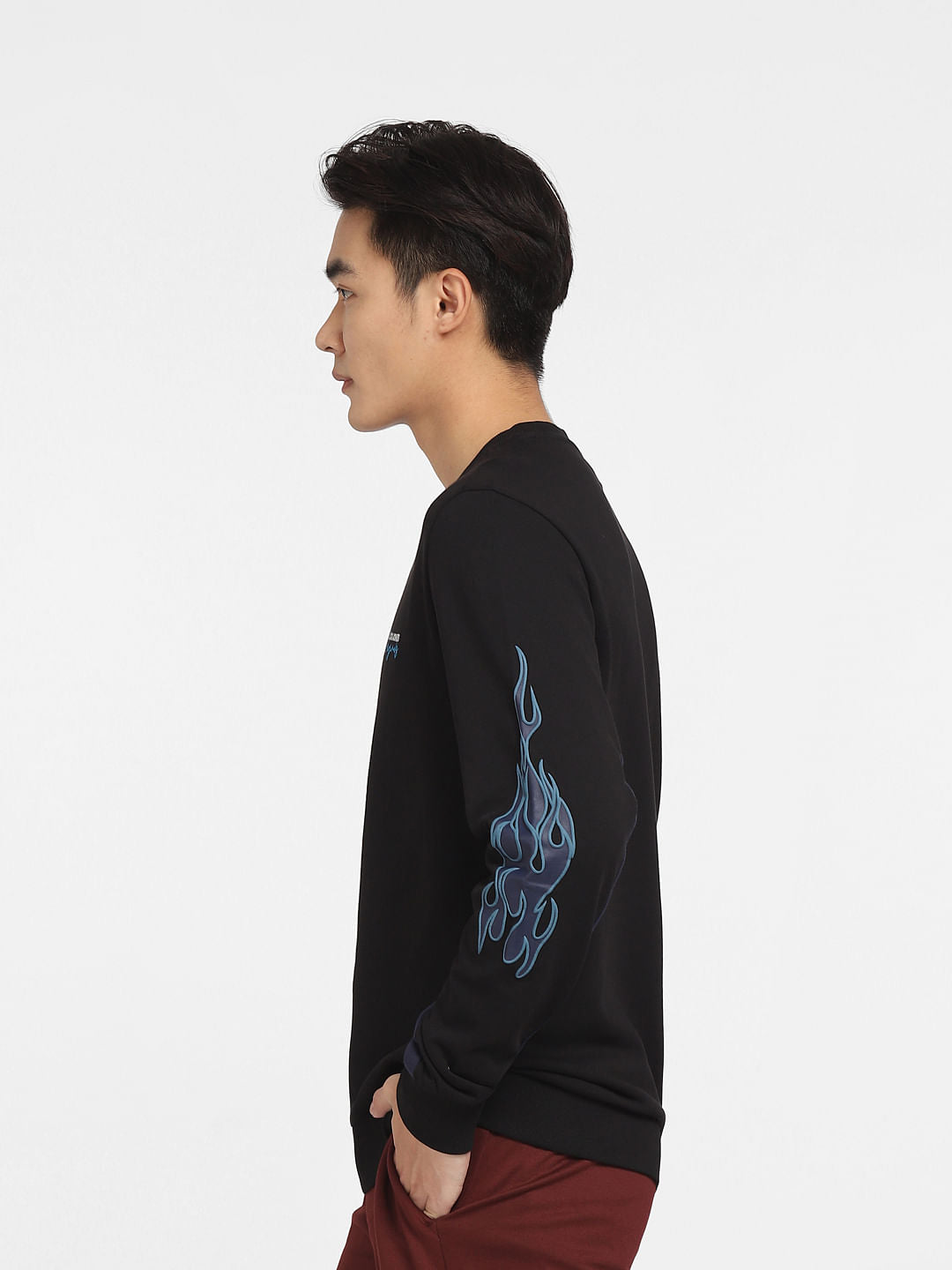 Black Flame Print Sweatshirt