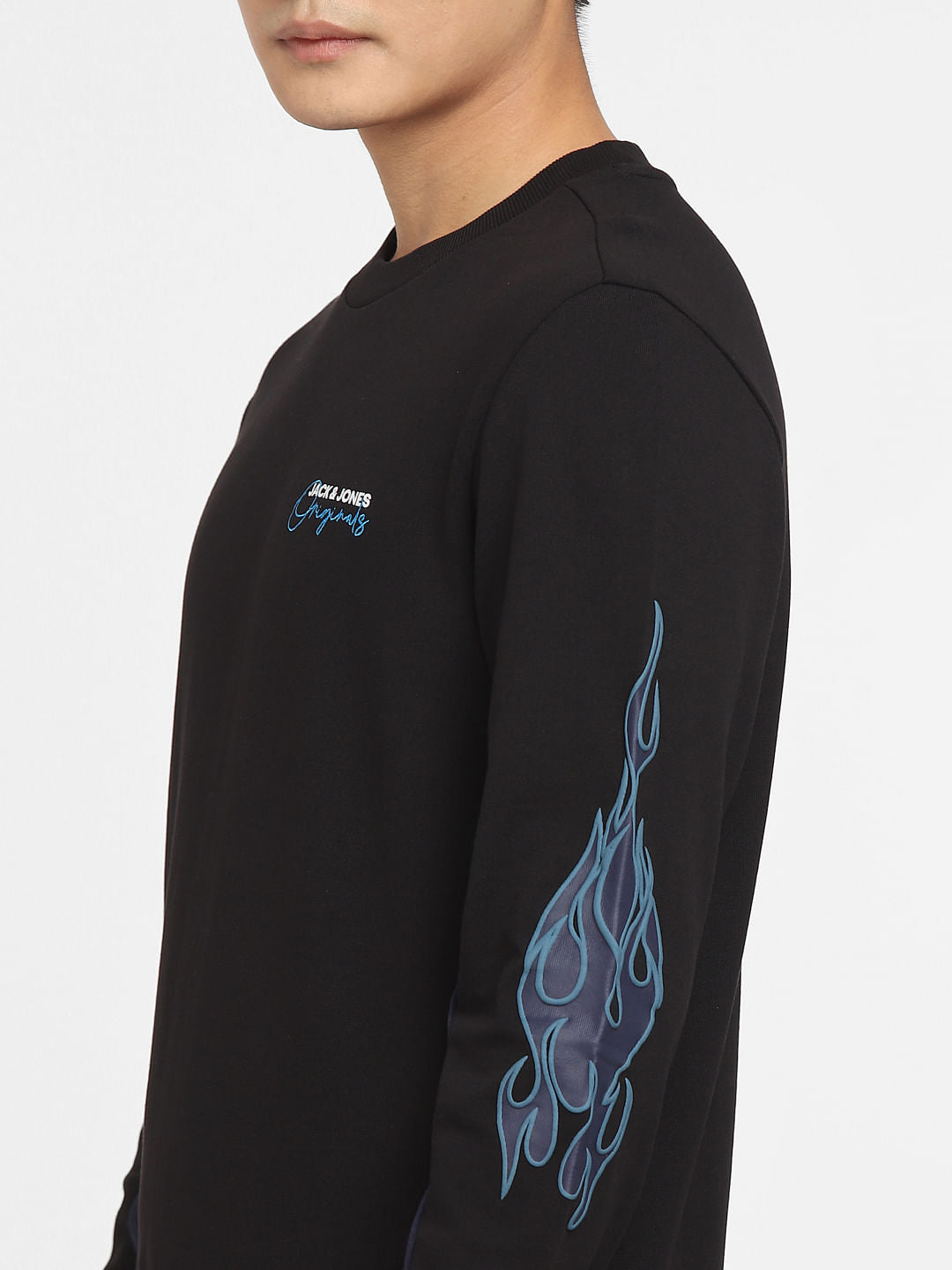 Black Flame Print Sweatshirt