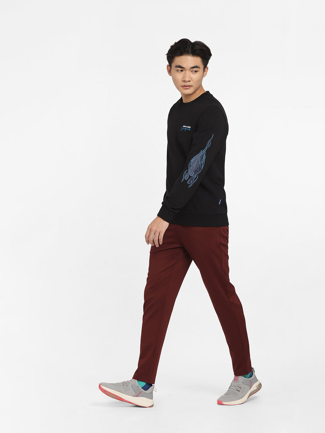 Black Flame Print Sweatshirt