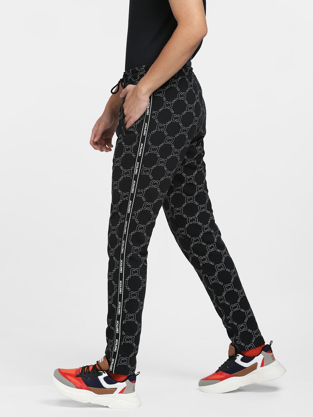 Black Mid Rise Printed Co-ord Sweatpants