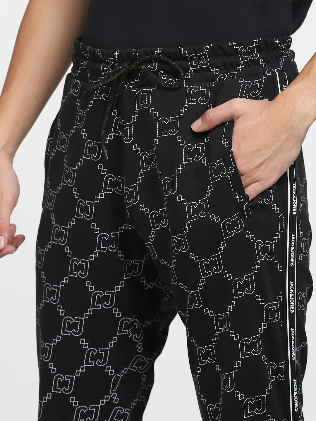Black Mid Rise Printed Co-ord Sweatpants