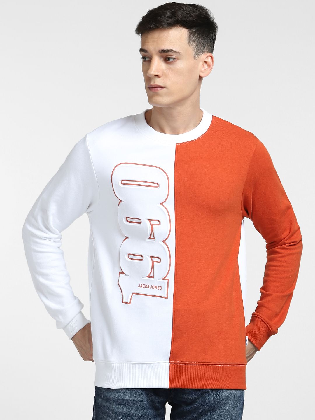 White Colourblocked Sweatshirt
