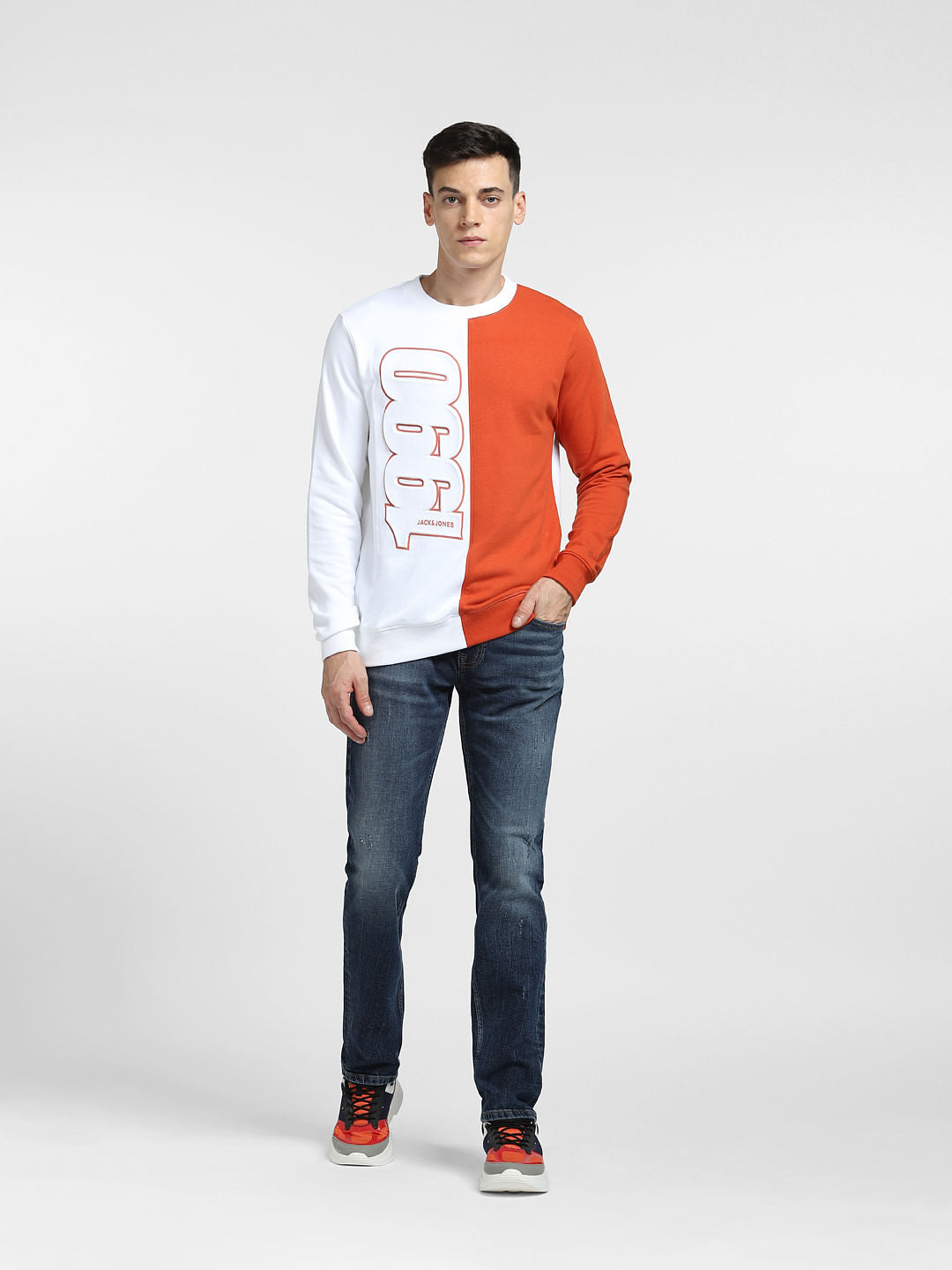 White Colourblocked Sweatshirt