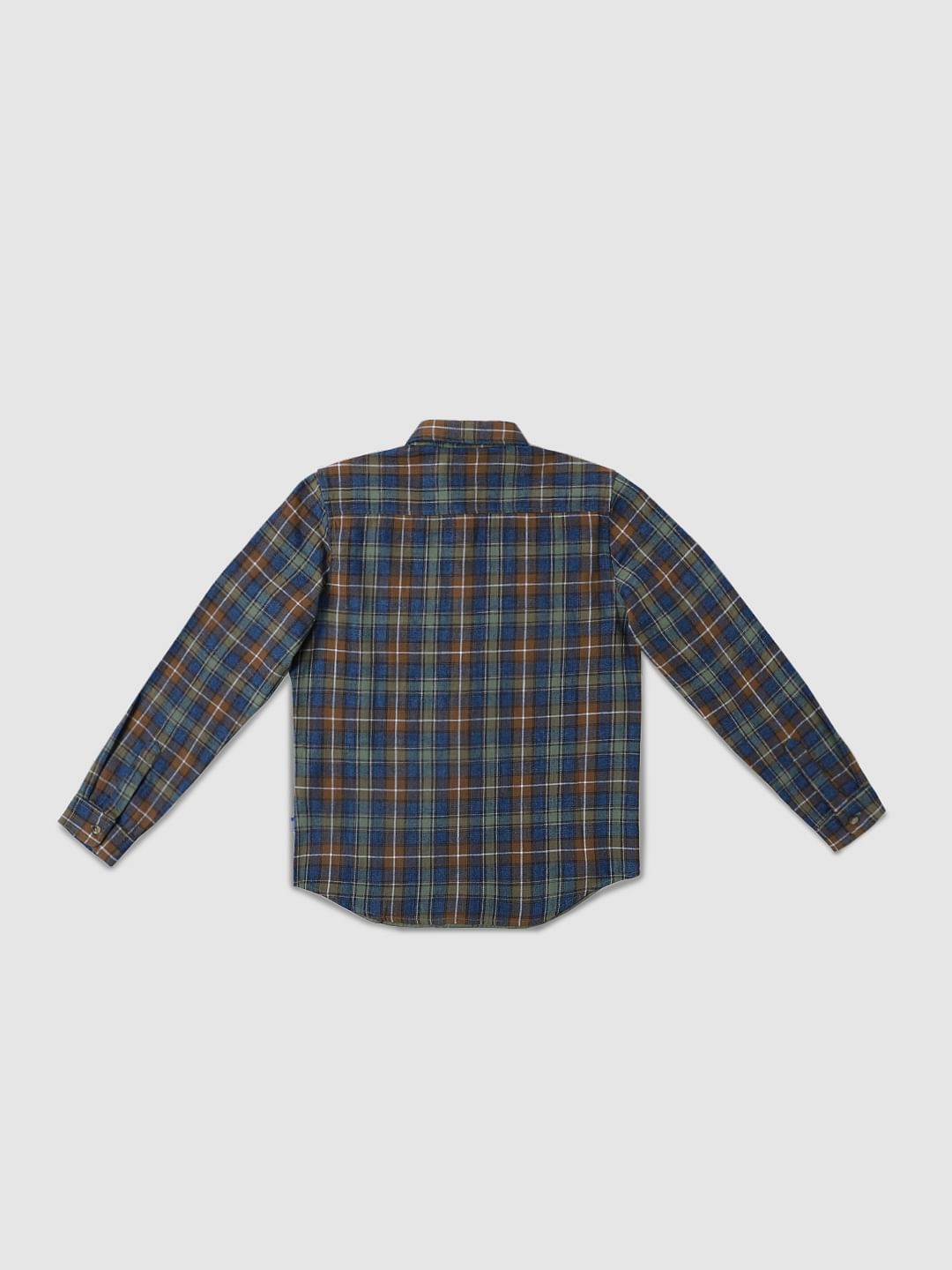 Boys White Logo Print Full Sleeves Shirt