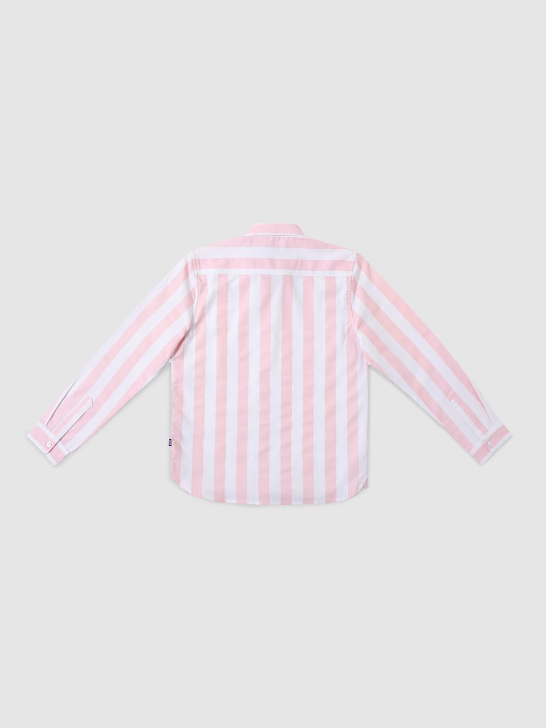 Boys Pink Striped Full Sleeves Shirt