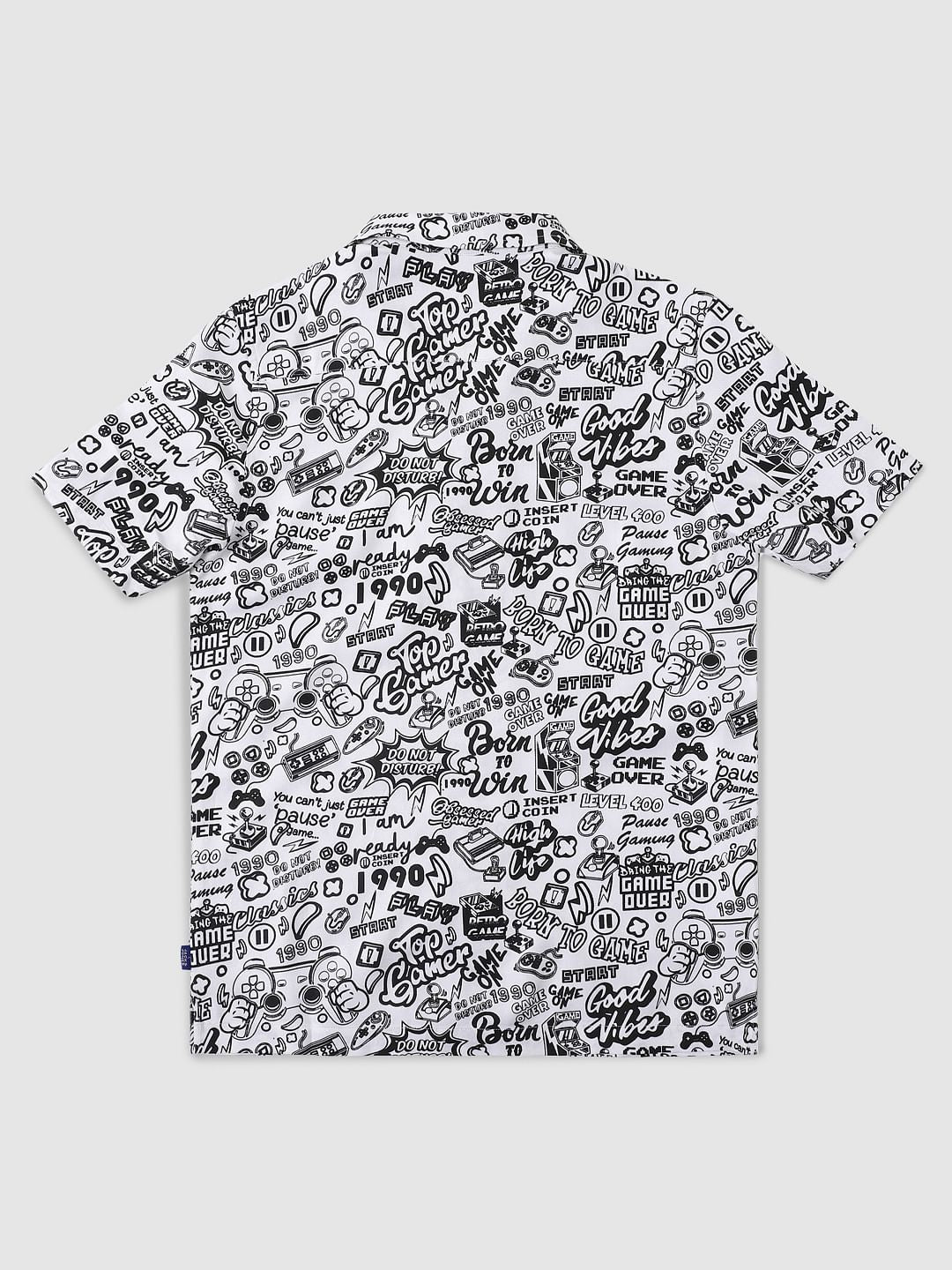 Boys White All Over Graphic Print Shirt