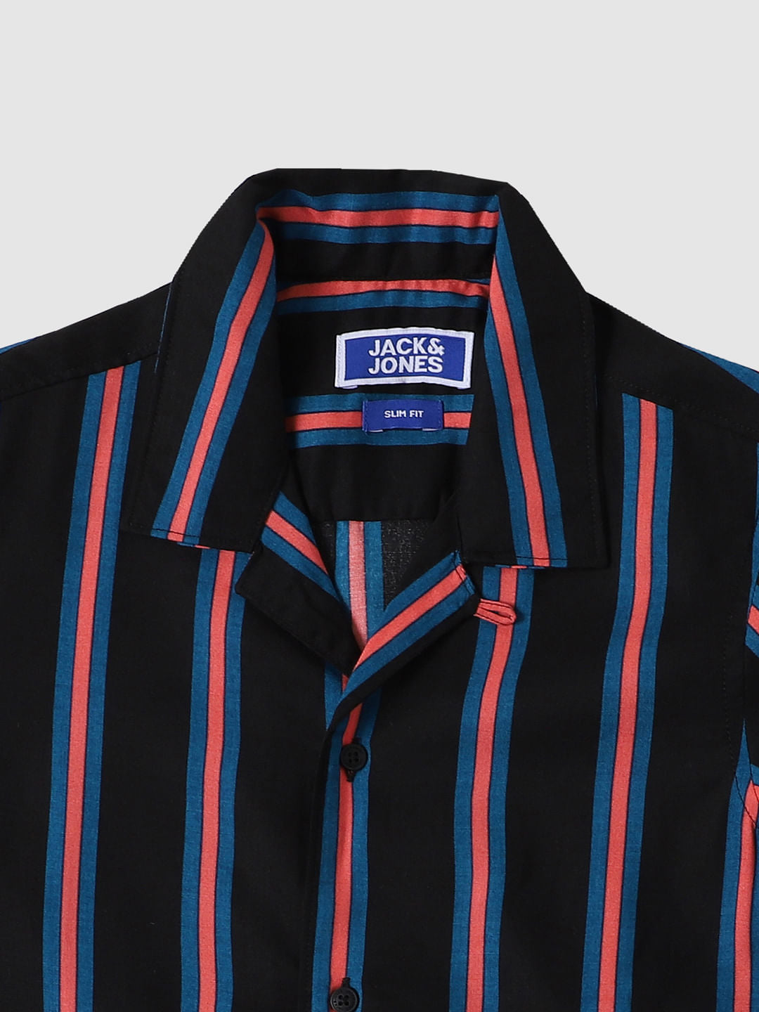 Boys Dark Blue Striped Short Sleeves Shirt