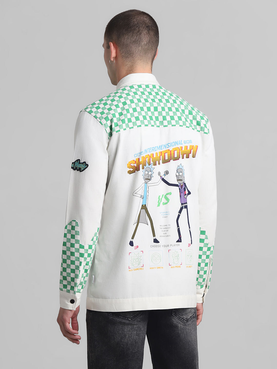 RICK & MORTY White Printed Full Sleeves Shirt