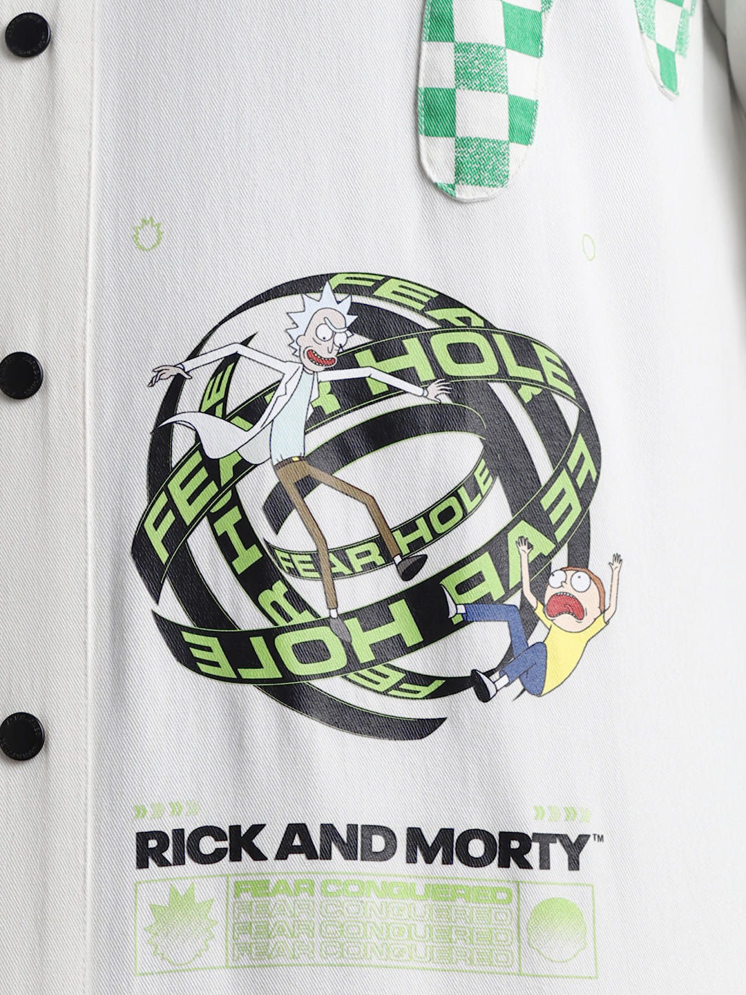 RICK & MORTY White Printed Full Sleeves Shirt