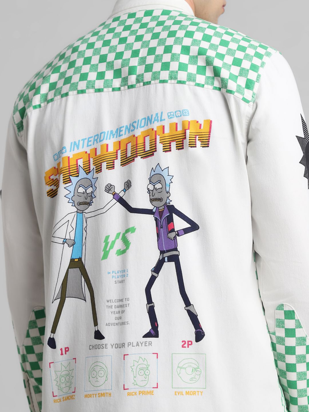RICK & MORTY White Printed Full Sleeves Shirt