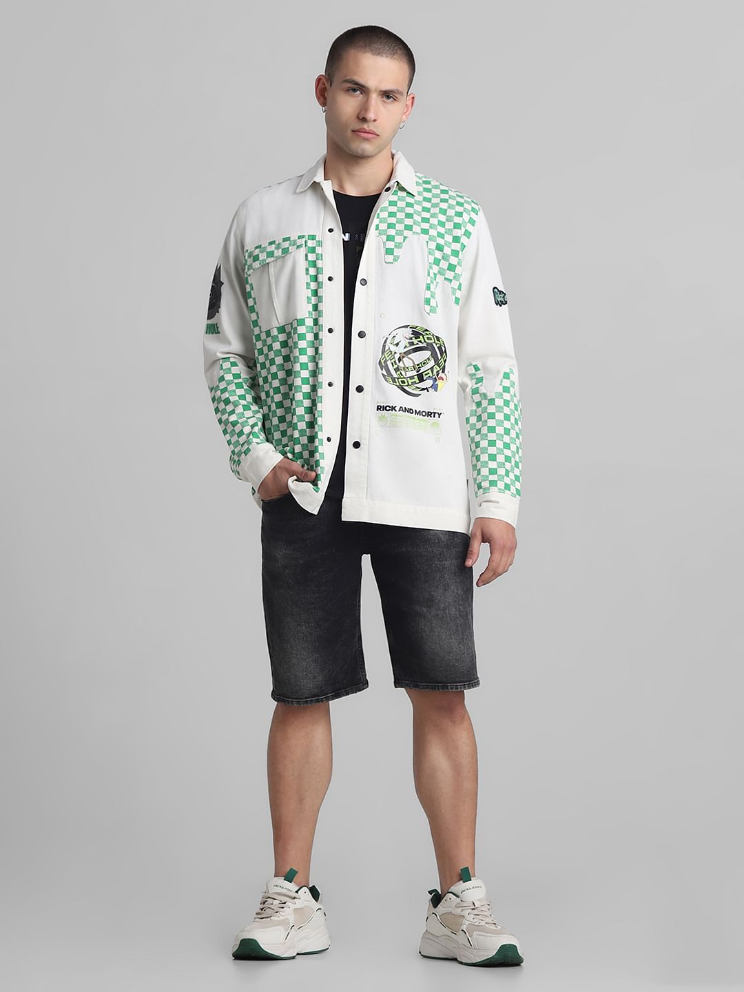 RICK & MORTY White Printed Full Sleeves Shirt