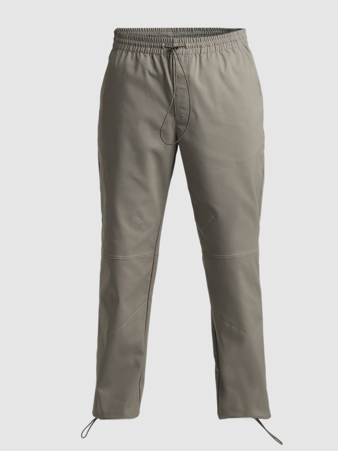 Men Olive Loose Fit Cargo Pants With Drawcord Hem