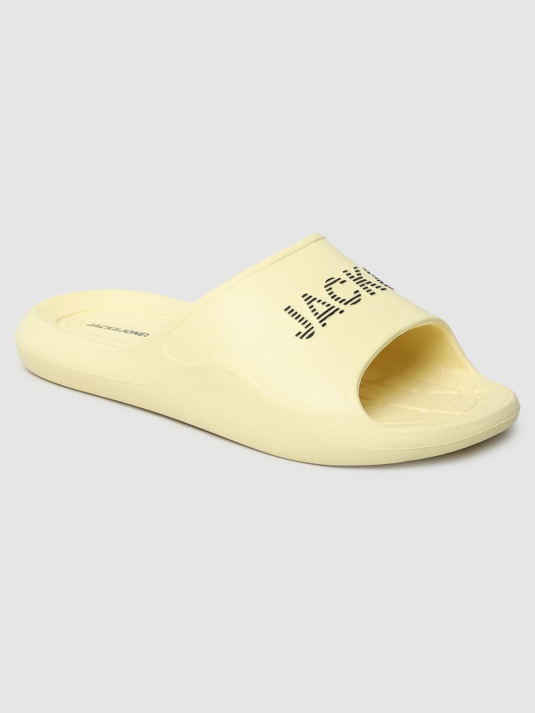 Pastel Yellow Logo Print Sliders