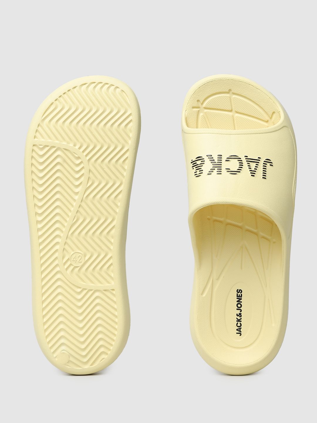 Pastel Yellow Logo Print Sliders