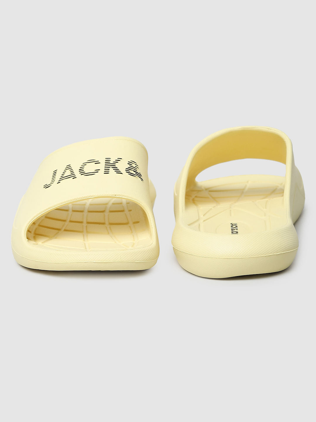 Pastel Yellow Logo Print Sliders