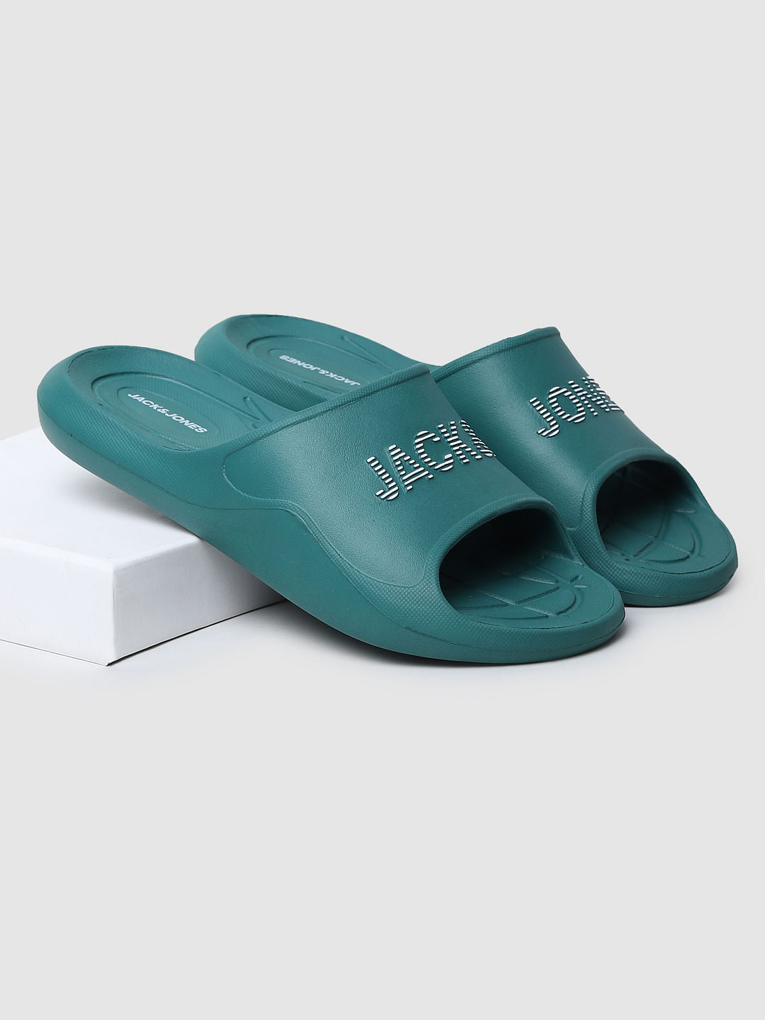 Green Logo Print Sliders