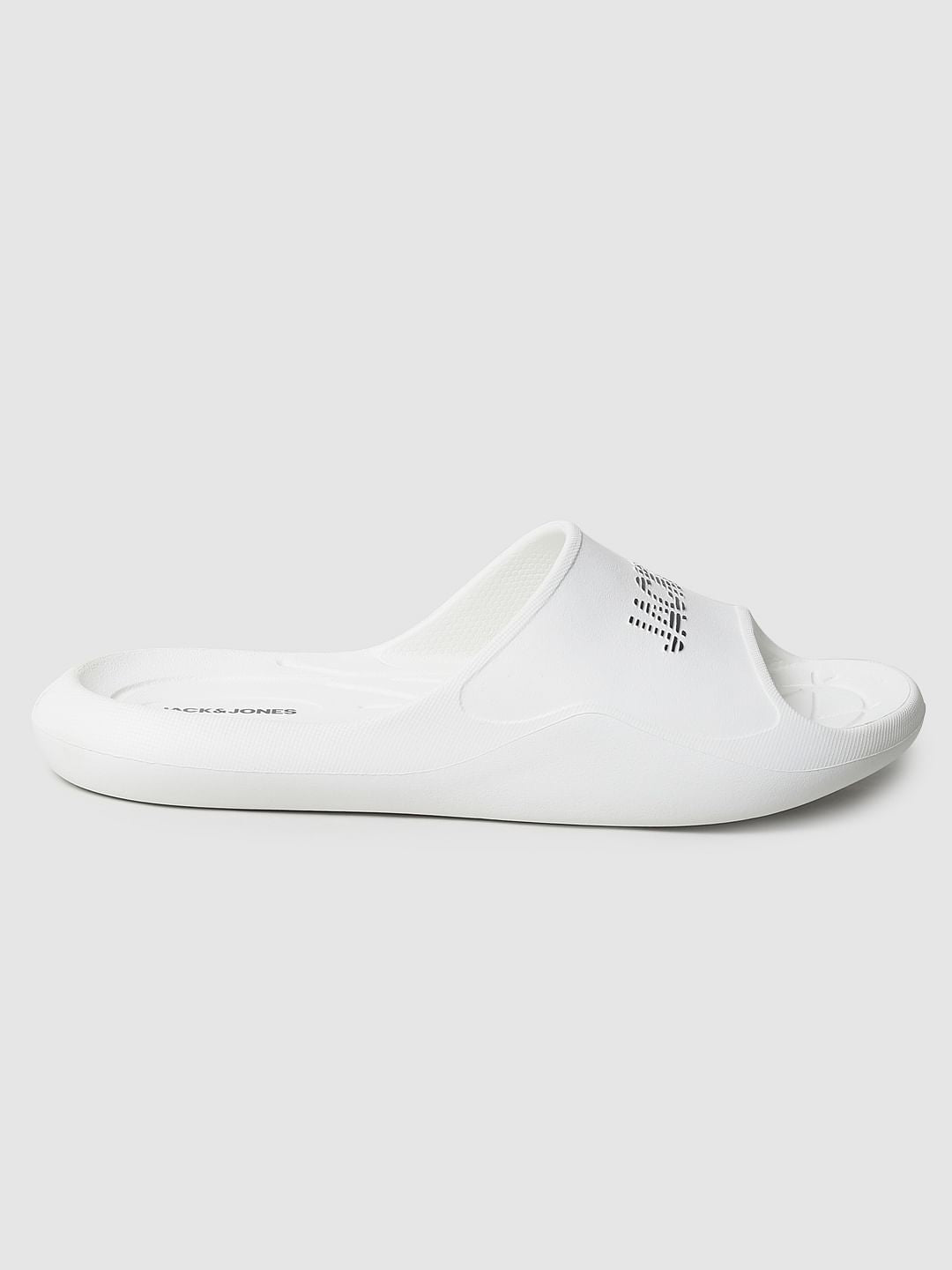 White Logo Print Sliders