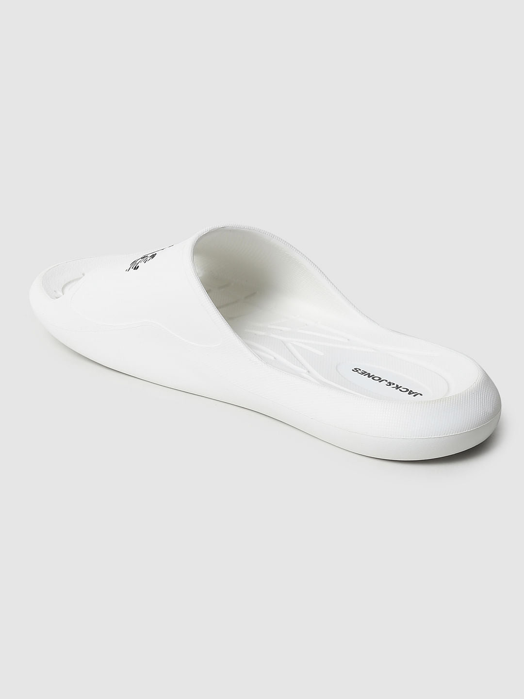 White Logo Print Sliders