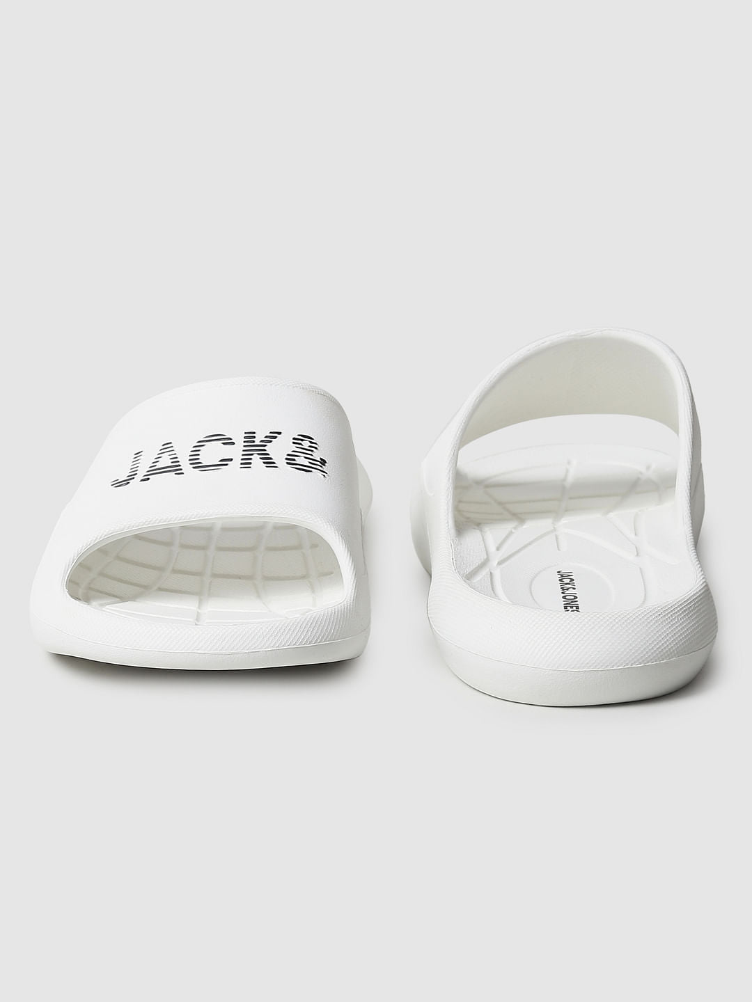 White Logo Print Sliders
