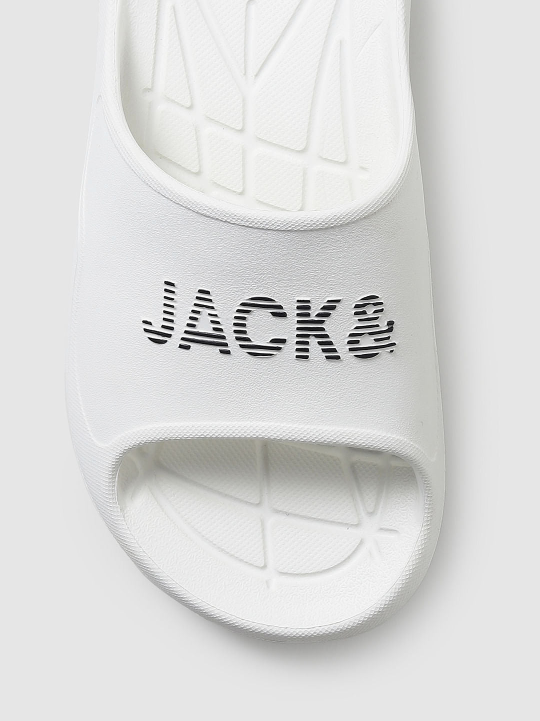 White Logo Print Sliders