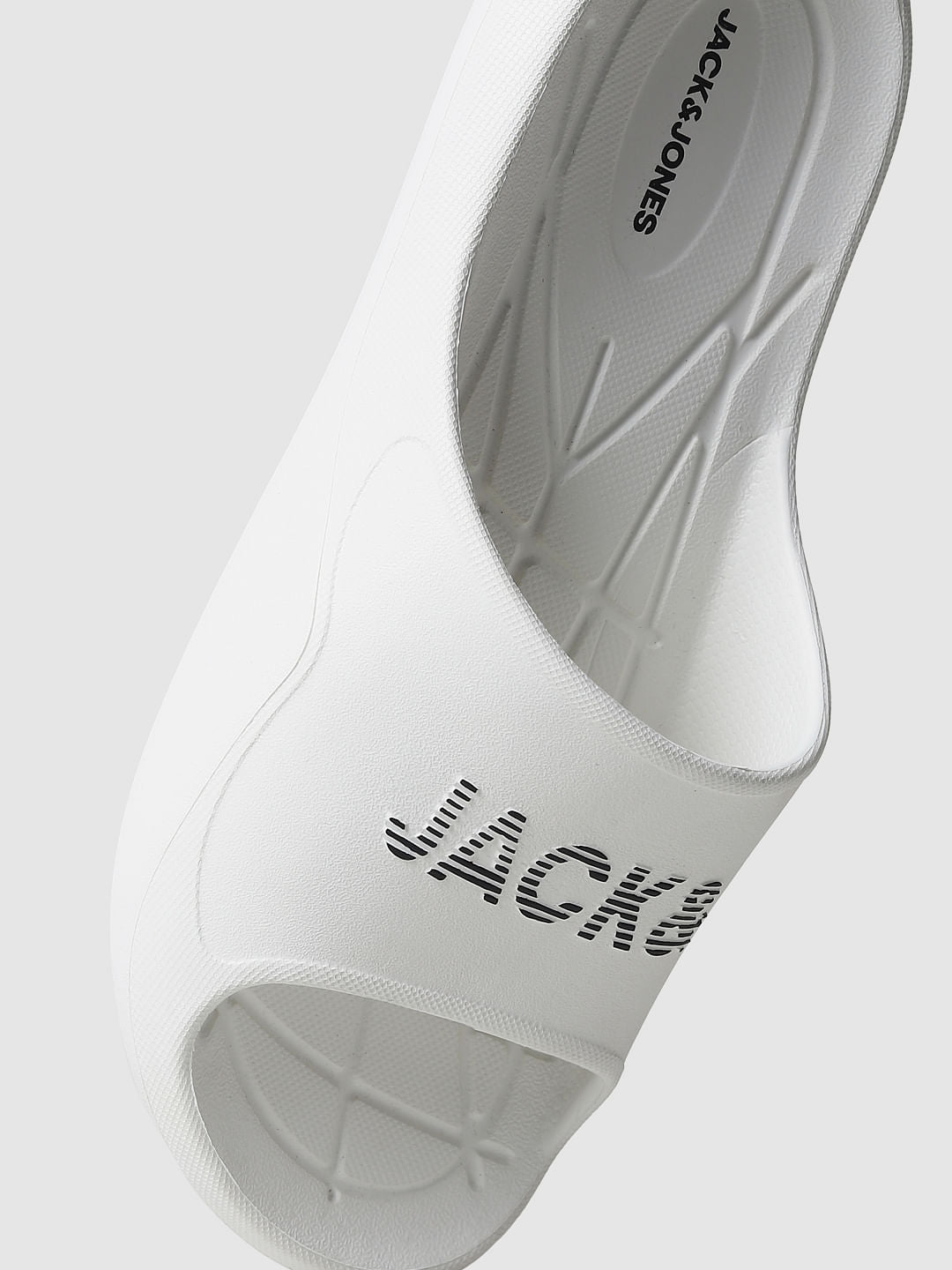 White Logo Print Sliders